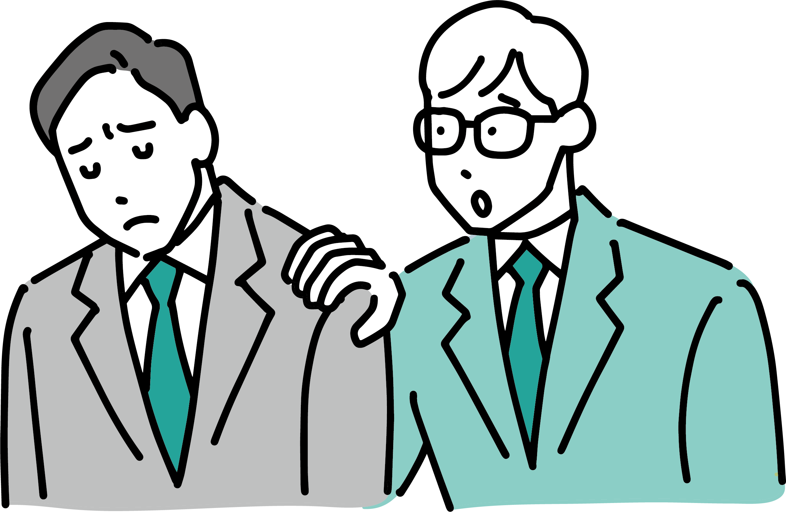 落ち込んでいる社員と励ます社員